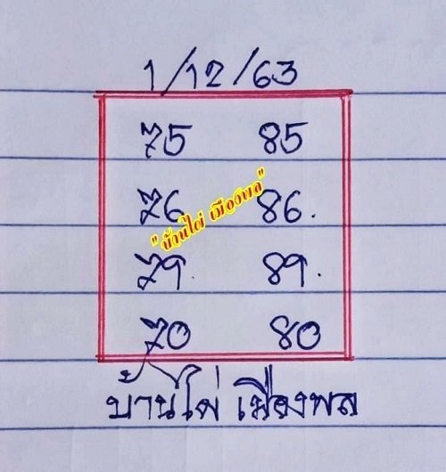 หวยบ้านไผ่ เมืองพล 1/12/63