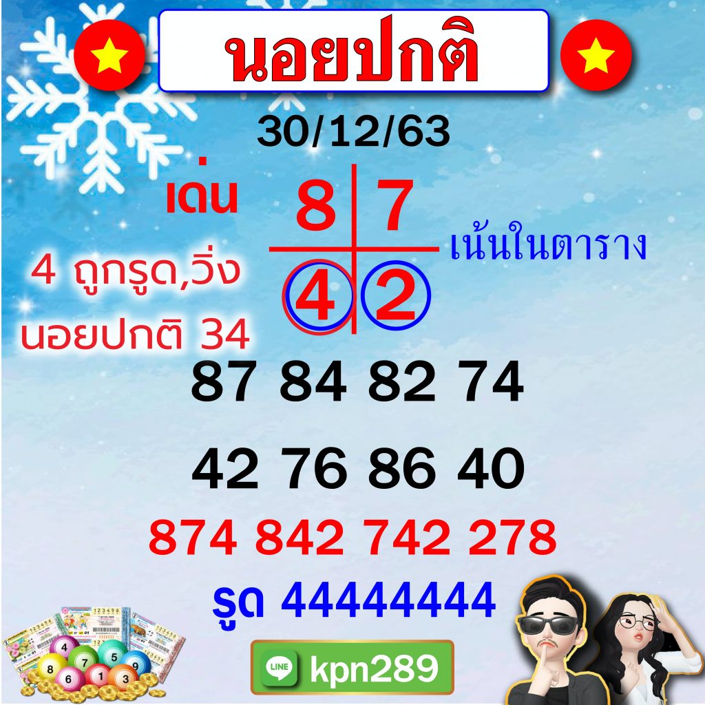 หวยฮานอยแบบปกติ 30/12/63