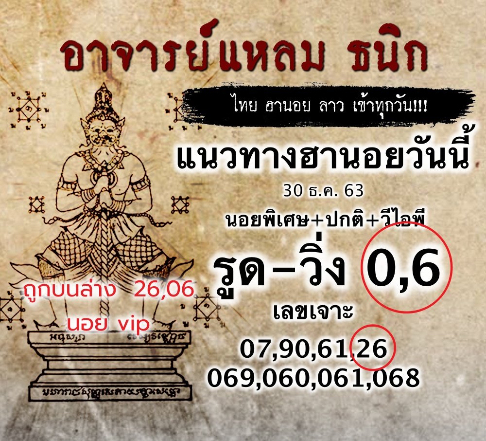แนวทางหวยฮานอยพาถูกรางวัล หวยฮานอย 30/12/63