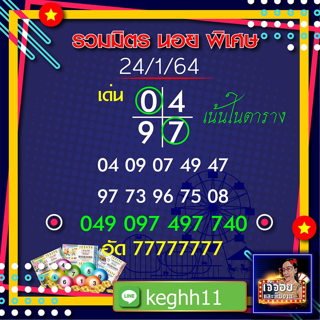 แนวทางหวยฮานอยเจ๊จอย 24/1/64