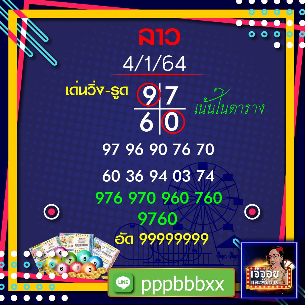 เจ๊จอยแนวทางหวยลาว 4/1/64