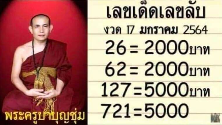 เลขเด็ดครูบาบุญชุ่ม