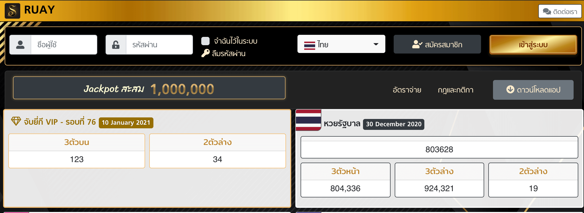 หน้า website ruay.com