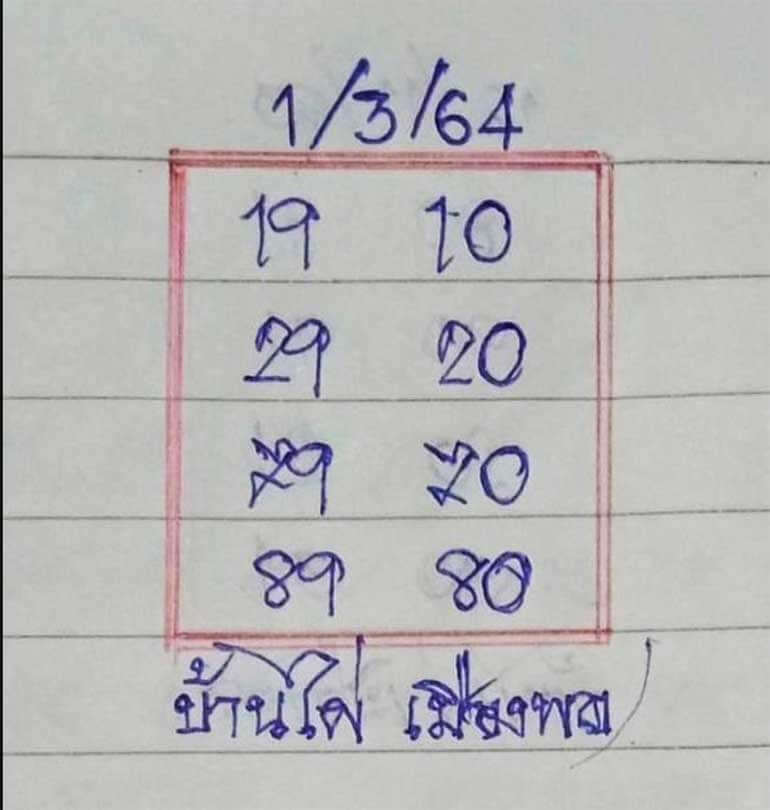 หวยบ้านไผ่ เมืองพล 01/03/64