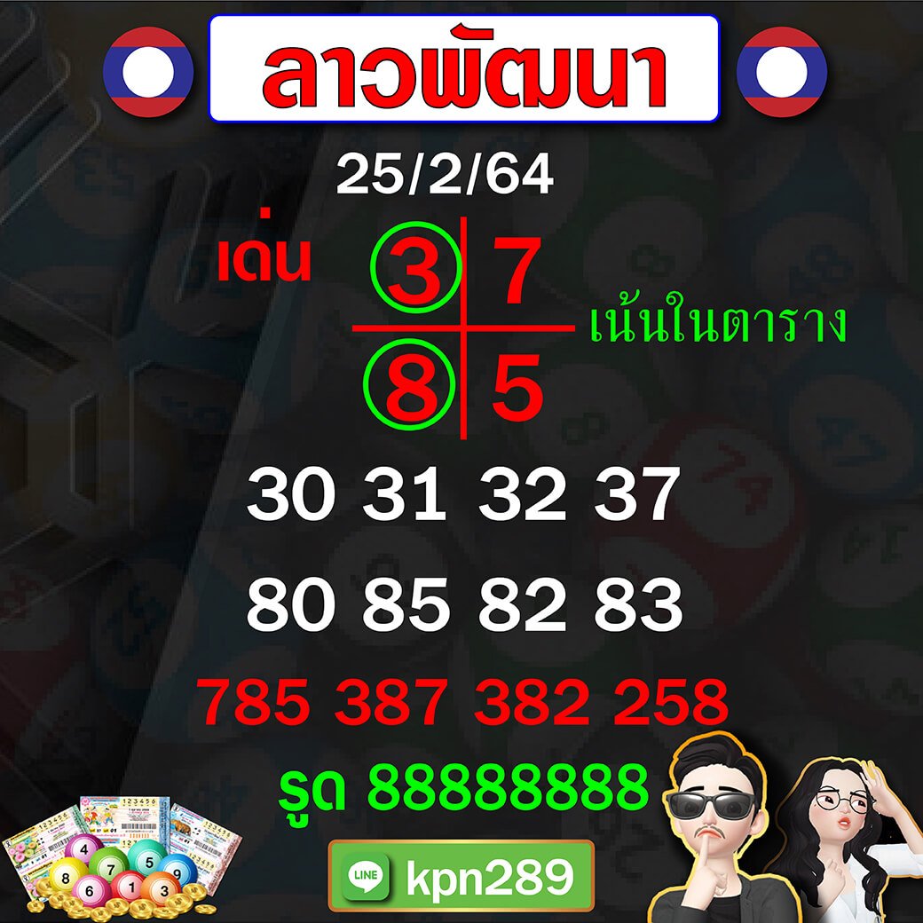 หวยลาวพัฒนา 25/02/64