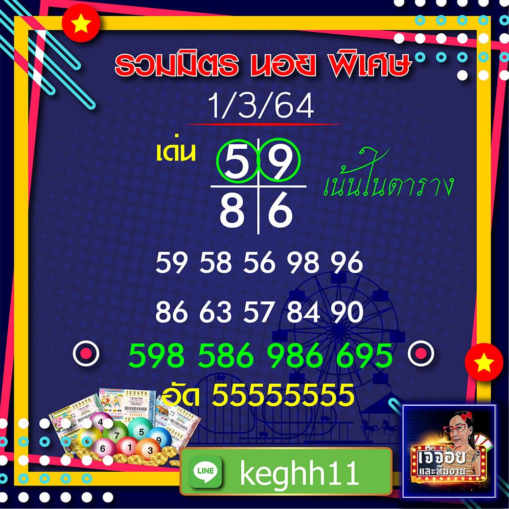 แนวทางหวยฮานอย เจ๊จอย พารวย 01/03/64