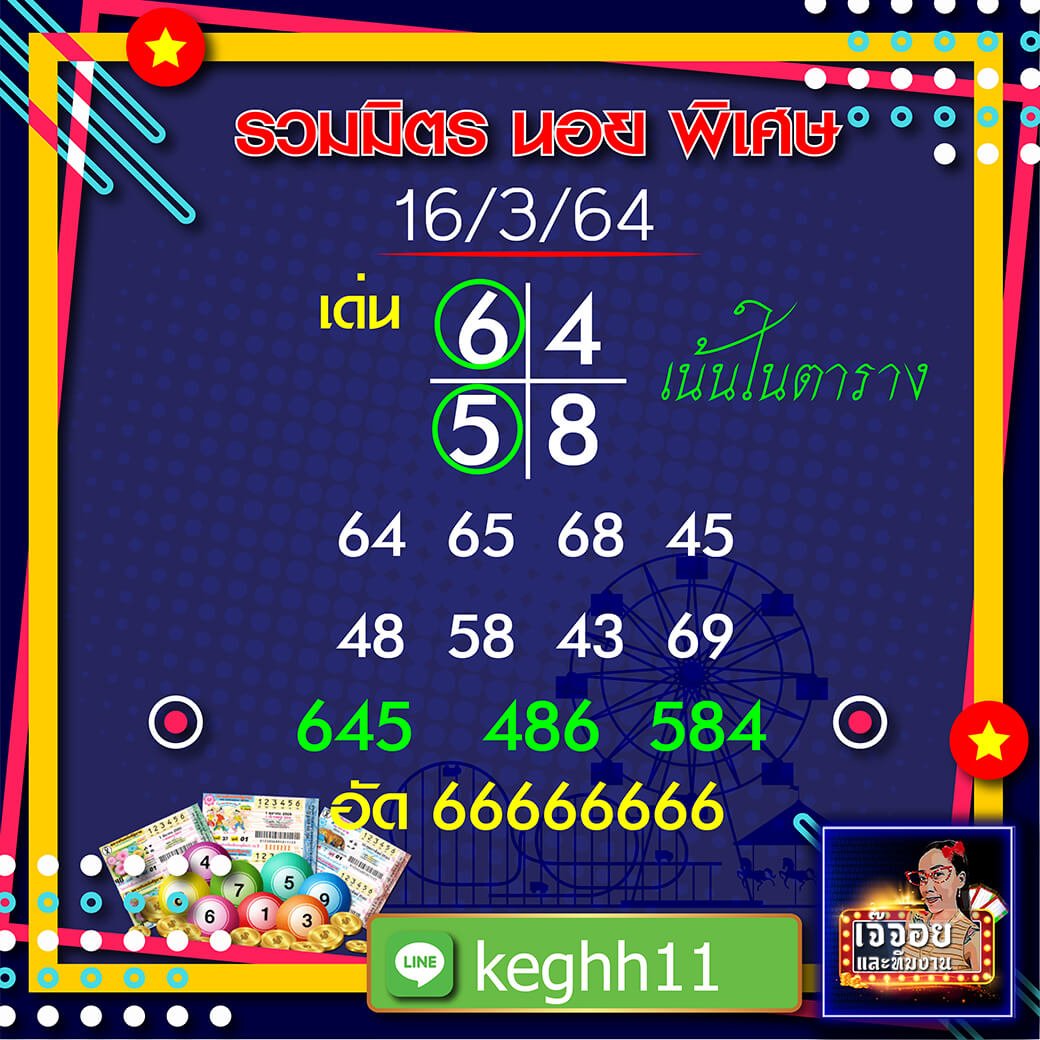 แนวทางหวยฮานอย เจ๊จอย พารวย 16/03/64