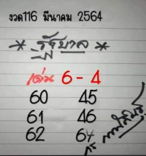 หวยไทย กร กาฬสินธุ์ 16/03/64