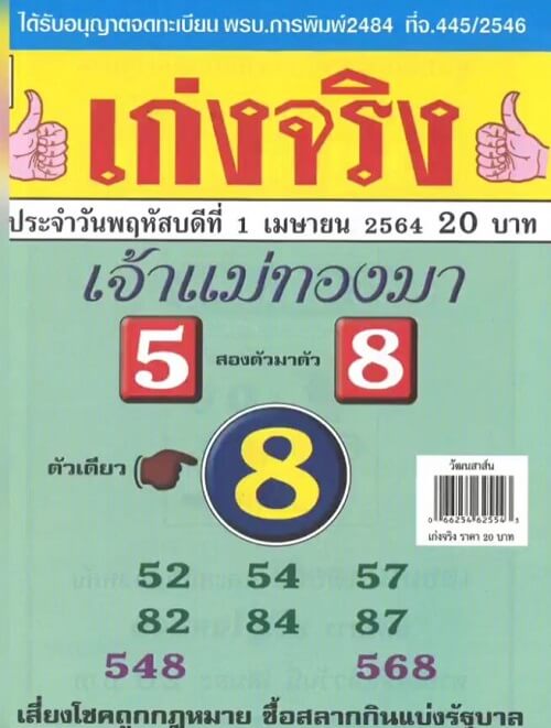 เลขเด็ดvip เจ้าแม่ทองมา 01/04/64
