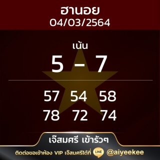 แนวทางหวยฮานอย เจ๊สมศรี เข้ารัวๆ 04/03/64