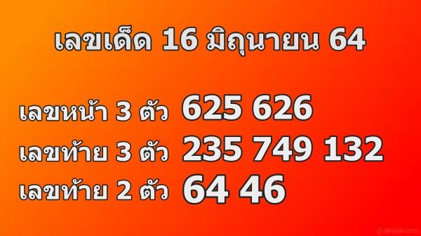 เลขเด็ด16มิถุนายน64