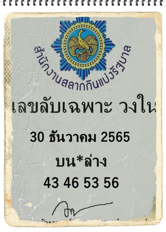 หวยเลขเด็ดวงใน 30/12/65